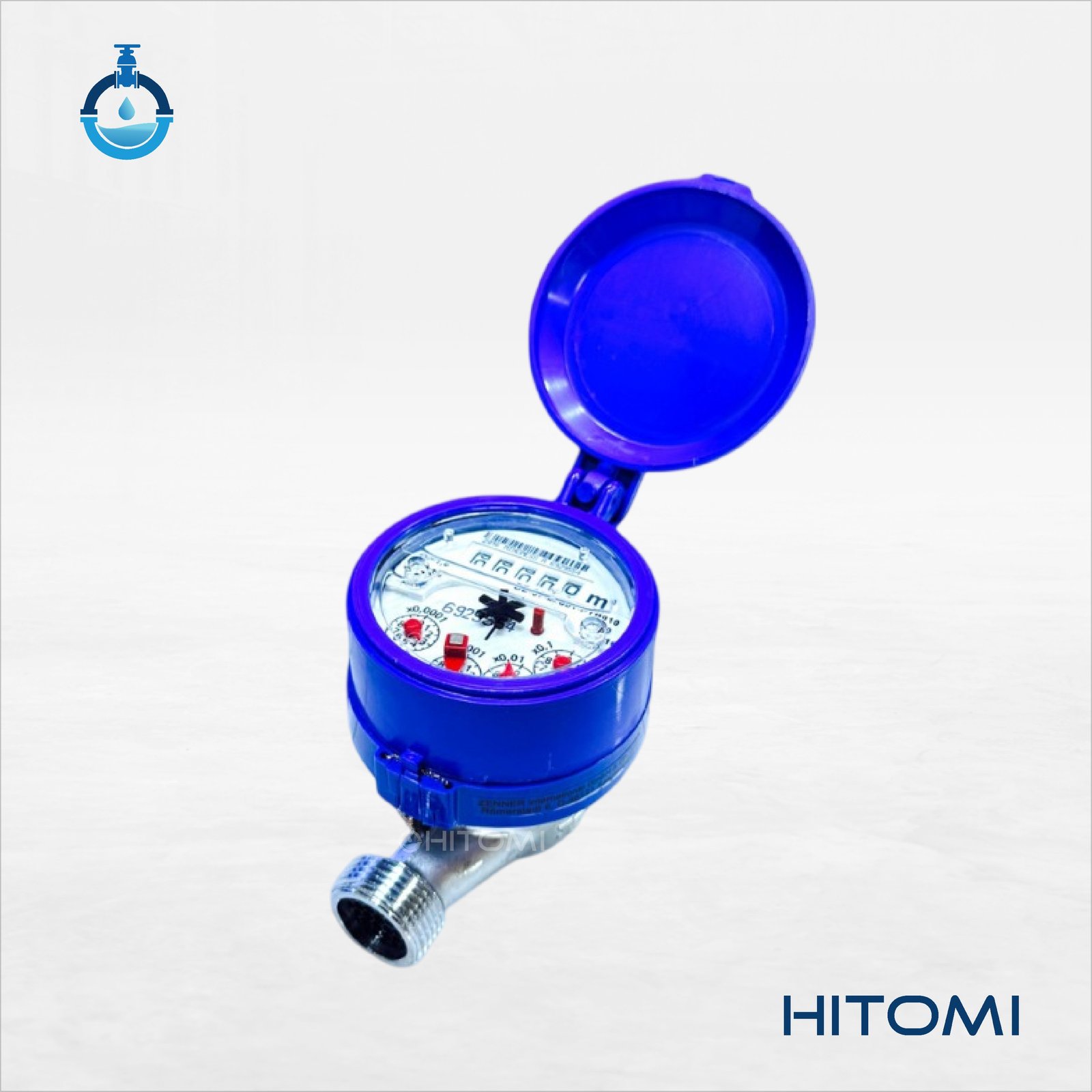 Medidor de agua roscado tapa azul